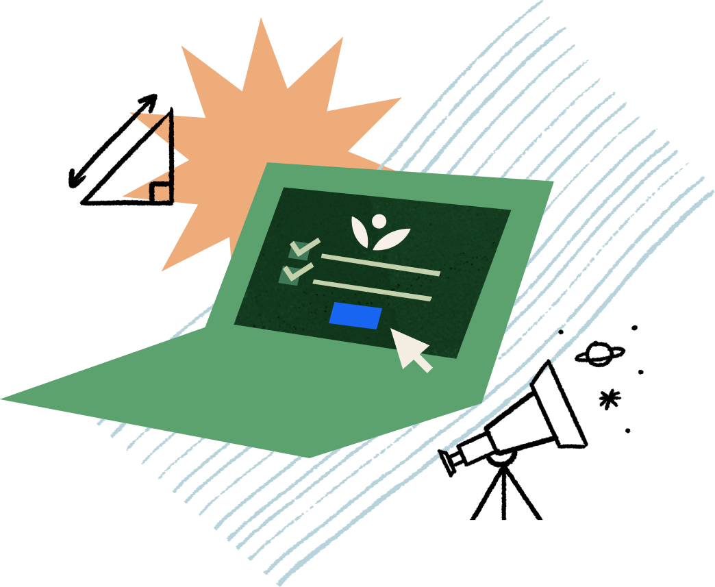 Student working on a laptop with Khan Academy content